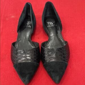 Vince Camuto Black Suede Flats with d'Orsay Cut